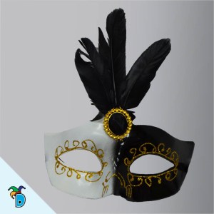 Antifaz Veneciano Bicolor con Pluma